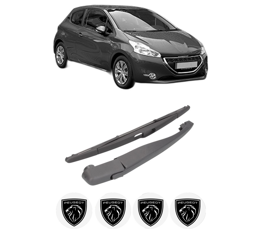 Set brat stergator spate cu lamela pentru PEUGEOT 208 Hatchback Van (CR_) din 2013-2019, pentru spate, din cauciuc siliconat rezistent, Cri-Flo, 4 stickere auto PEUGEOT