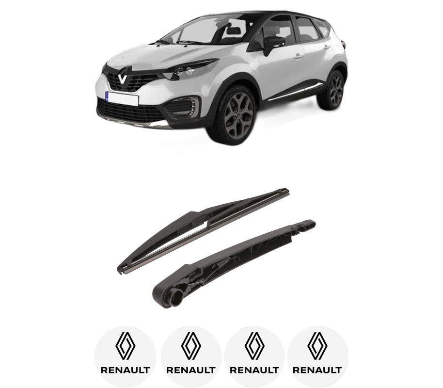 Set brat stergator spate cu lamela pentru RENAULT CAPTUR I (J5_, H5_) din 2013-2018, pentru spate, din cauciuc siliconat rezistent, Cri-Flo, 4 stickere auto RENAULT