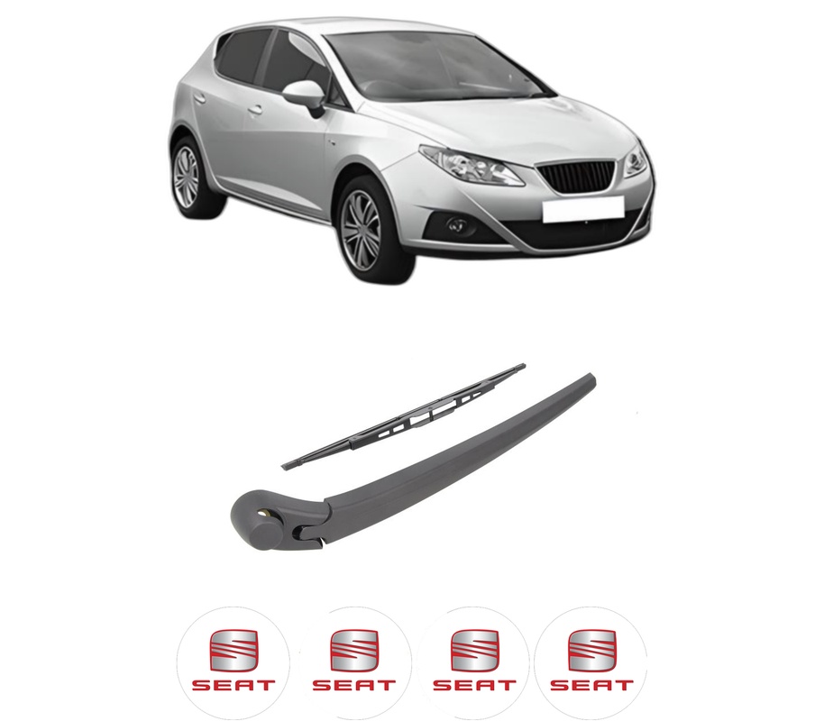 Set brat stergator spate cu lamela pentru SEAT IBIZA IV (6J5, 6P1) din 2008-2017, pentru spate, din cauciuc siliconat rezistent, Cri-Flo, 4 stickere auto SEAT
