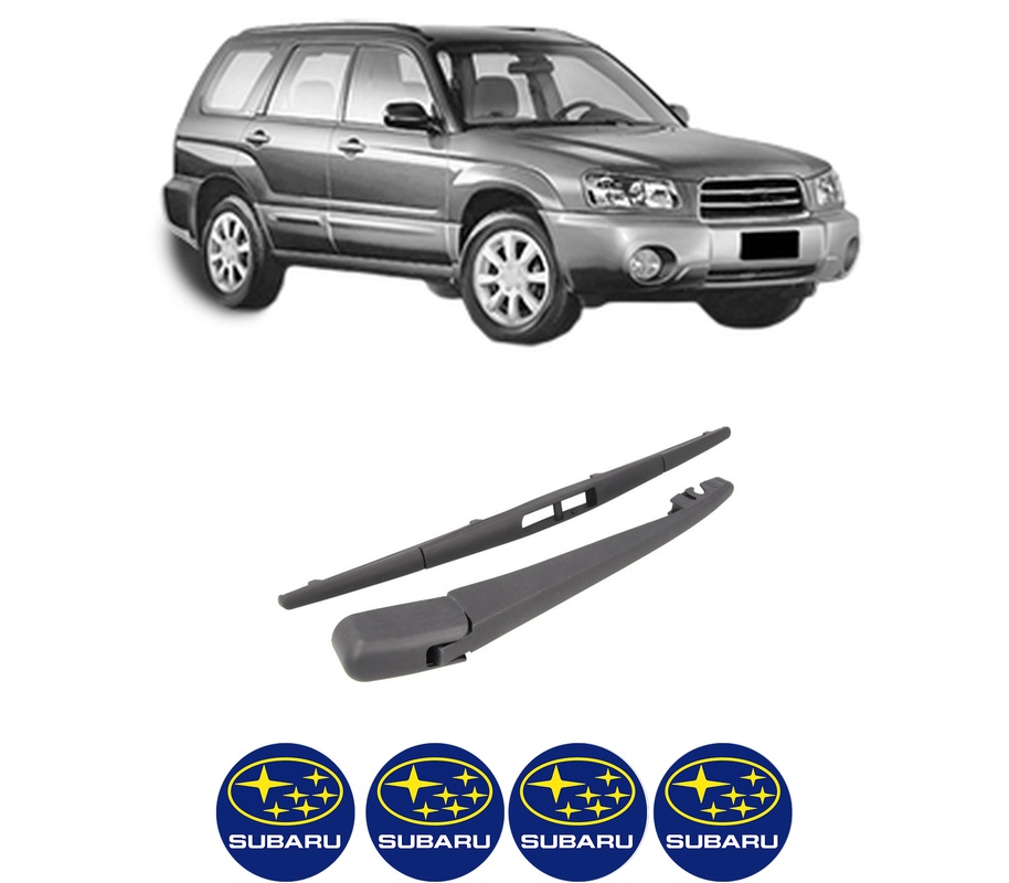Set brat stergator spate cu lamela pentru SUBARU FORESTER (SG_) din 2002-2008, pentru spate, din cauciuc siliconat rezistent, Cri-Flo, 4 stickere auto SUBARU