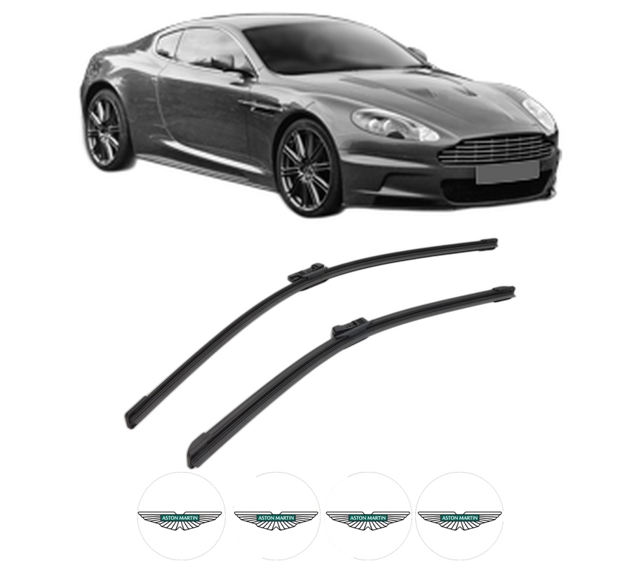 Set stergatoare auto ASTON MARTIN DBS Vantage din 2007, pentru parbriz auto, 2 bucati, Bosch Aerotwin, din cauciuc siliconat rezistent, 4 Stickere Auto ASTON MARTIN