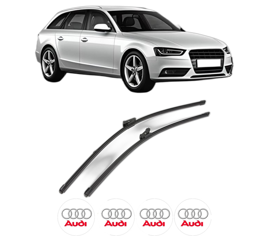Set stergatoare auto AUDI A4 B8 Avant (8K5) din 2007-2015, pentru parbriz auto, 2 bucati, Valeo Silencio Xtrm, din cauciuc siliconat rezistent, 4 Stickere Auto AUDI