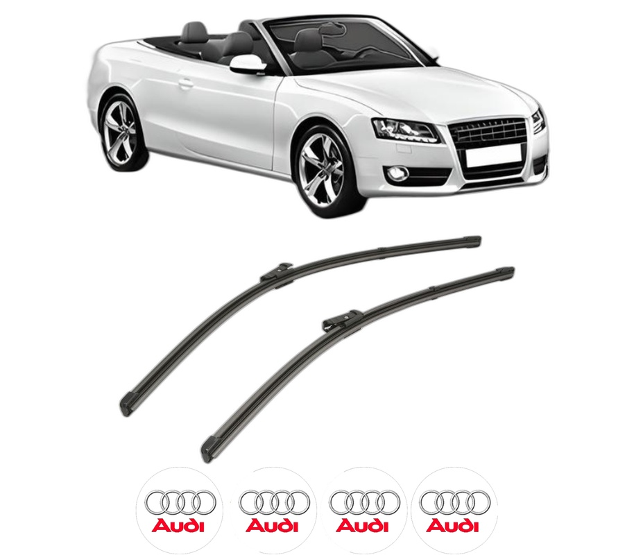 Set stergatoare auto AUDI A5 Convertible (8F7) din 2009-2017, pentru parbriz auto, 2 bucati, Valeo Silencio Xtrm, din cauciuc siliconat rezistent, 4 Stickere Auto AUDI