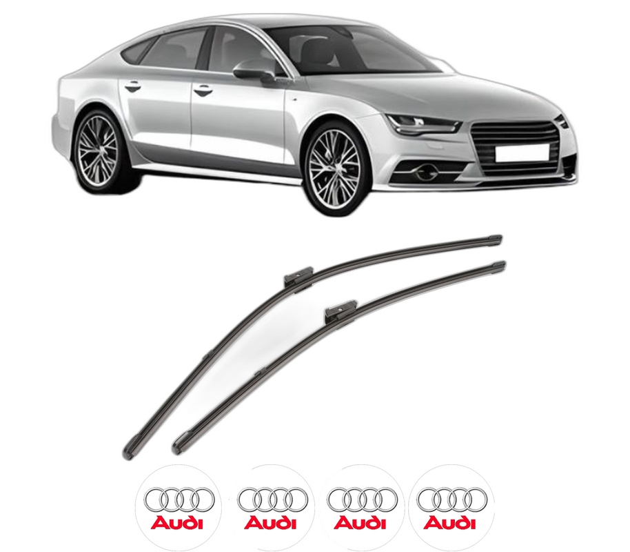 Set stergatoare auto AUDI A7 Sportback (4GA, 4GF) din 2010-2018, pentru parbriz auto, 2 bucati, Valeo Silencio Xtrm, din cauciuc siliconat rezistent, 4 Stickere Auto AUDI