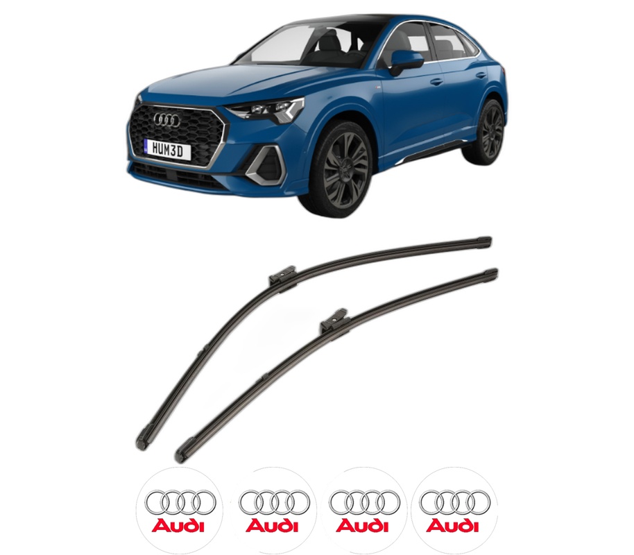Set stergatoare auto AUDI Q3 Sportback (F3N) din 2019-2021, pentru parbriz auto, 2 bucati, Valeo Silencio Xtrm, din cauciuc siliconat rezistent, 4 Stickere Auto AUDI
