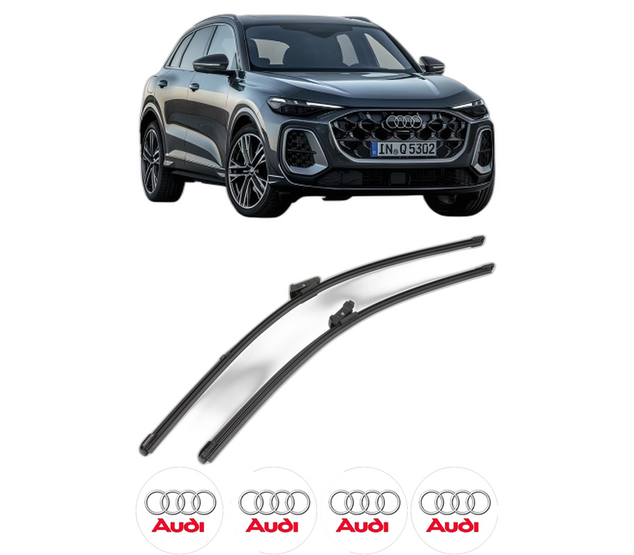 Set stergatoare auto AUDI Q5 (GUB) din 2025, pentru parbriz auto, 2 bucati, Valeo Silencio Xtrm, din cauciuc siliconat rezistent, 4 Stickere Auto AUDI