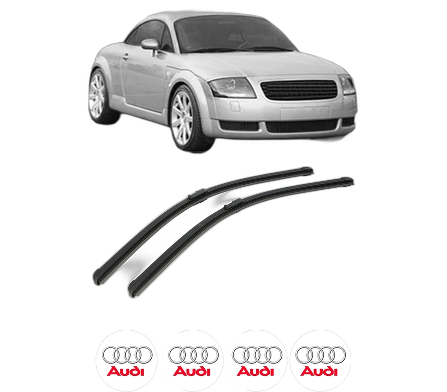 Set stergatoare auto AUDI TT (8N3) din 1998-2006, pentru parbriz auto, 2 bucati, Bosch Aerotwin, din cauciuc siliconat rezistent, 4 Stickere Auto AUDI