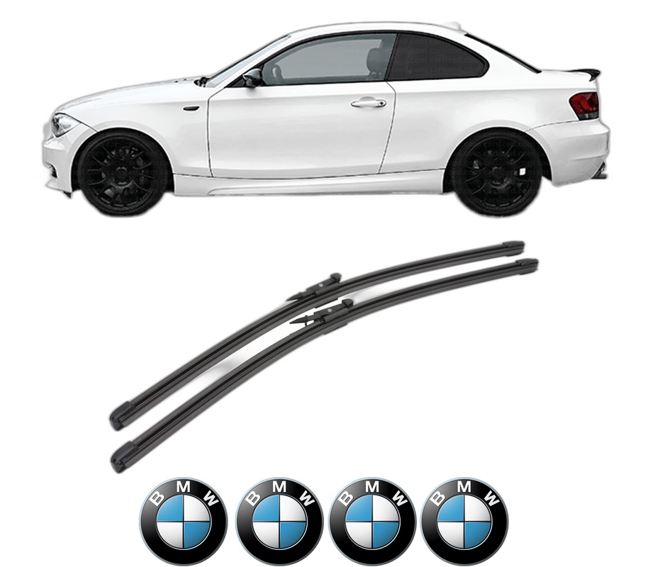 Set stergatoare auto BMW Seria 1 Coupe (E82) din 2007-2013, pentru parbriz auto, 2 bucati, Valeo Silencio Xtrm, din cauciuc siliconat rezistent, 4 Stickere Auto BMW Seria