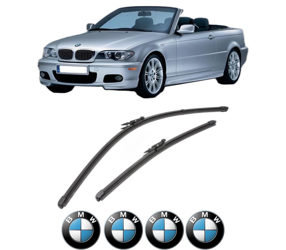 Set stergatoare auto BMW Seria 3 Convertible (E93) din 2006-2013, pentru parbriz auto, 2 bucati, Valeo Silencio Xtrm, din cauciuc siliconat rezistent, 4 Stickere Auto BMW Seria
