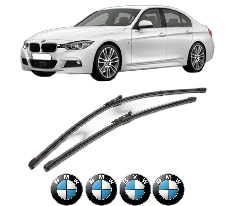 Set stergatoare auto BMW Seria 3 (F30, F80) din 2011-2018, pentru parbriz auto, 2 bucati, Valeo Silencio Xtrm, din cauciuc siliconat rezistent, 4 Stickere Auto BMW Seria