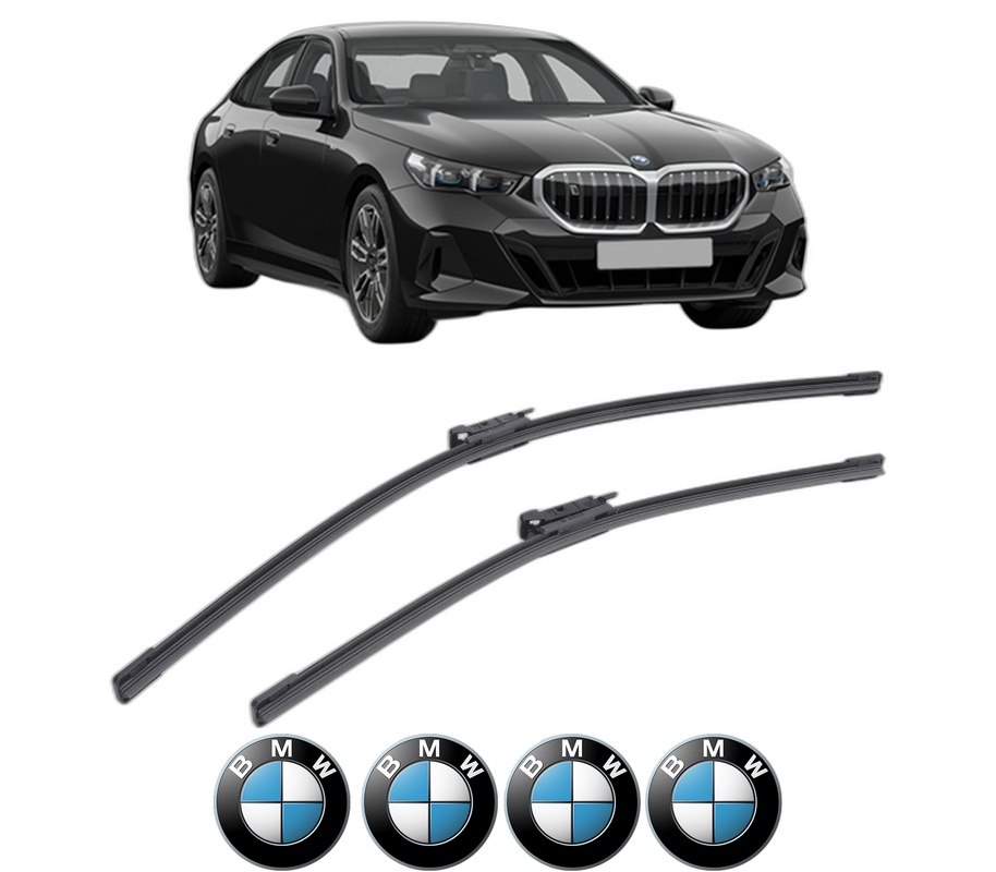 Set stergatoare auto BMW Seria 5 (G60, G90, G68) din 2023-2024, pentru parbriz auto, 2 bucati, Bosch Aerotwin, din cauciuc siliconat rezistent, 4 Stickere Auto BMW Seria