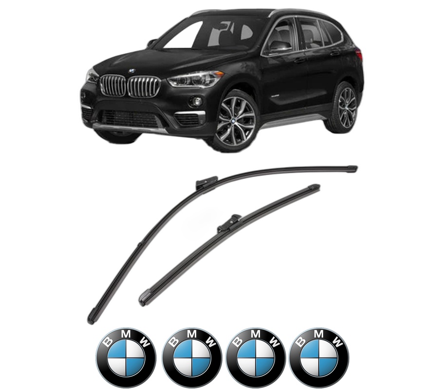 Set stergatoare auto BMW Seria X1 (F48) din 2014-2022, pentru parbriz auto, 2 bucati, Valeo Silencio Xtrm, din cauciuc siliconat rezistent, 4 Stickere Auto BMW Seria