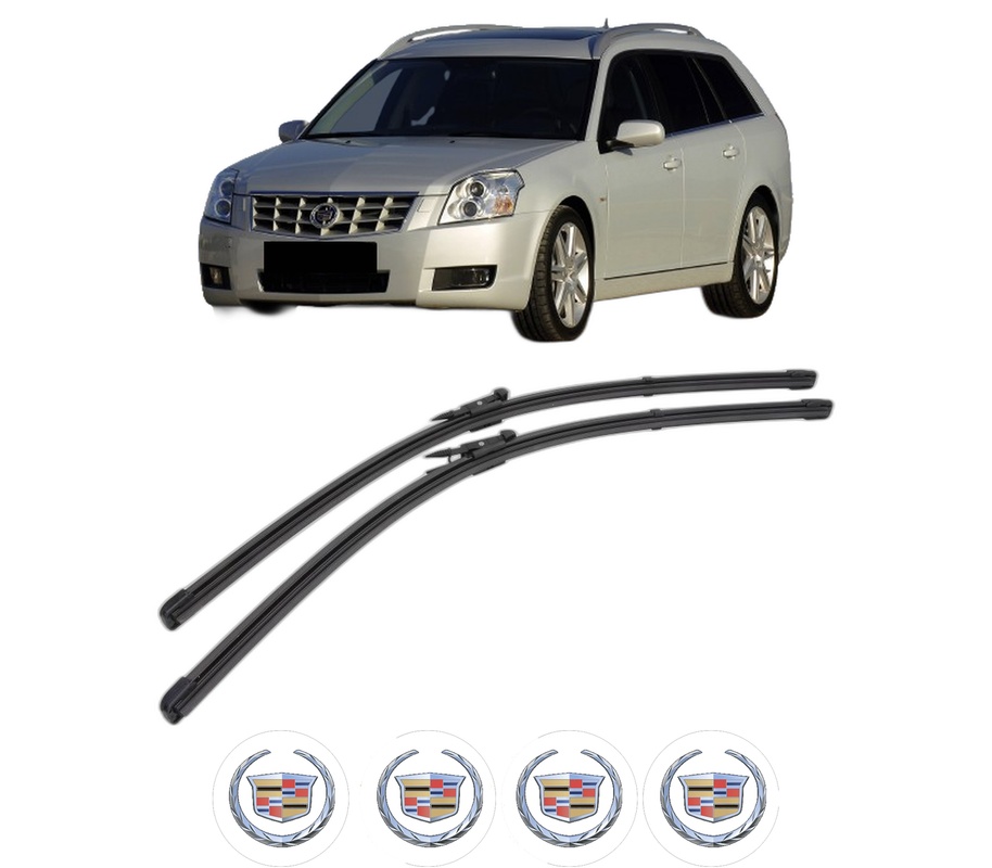 Set stergatoare auto CADILLAC BLS Wagon din 2007-2010, pentru parbriz auto, 2 bucati, Valeo Silencio Xtrm, din cauciuc siliconat rezistent, 4 Stickere Auto CADILLAC