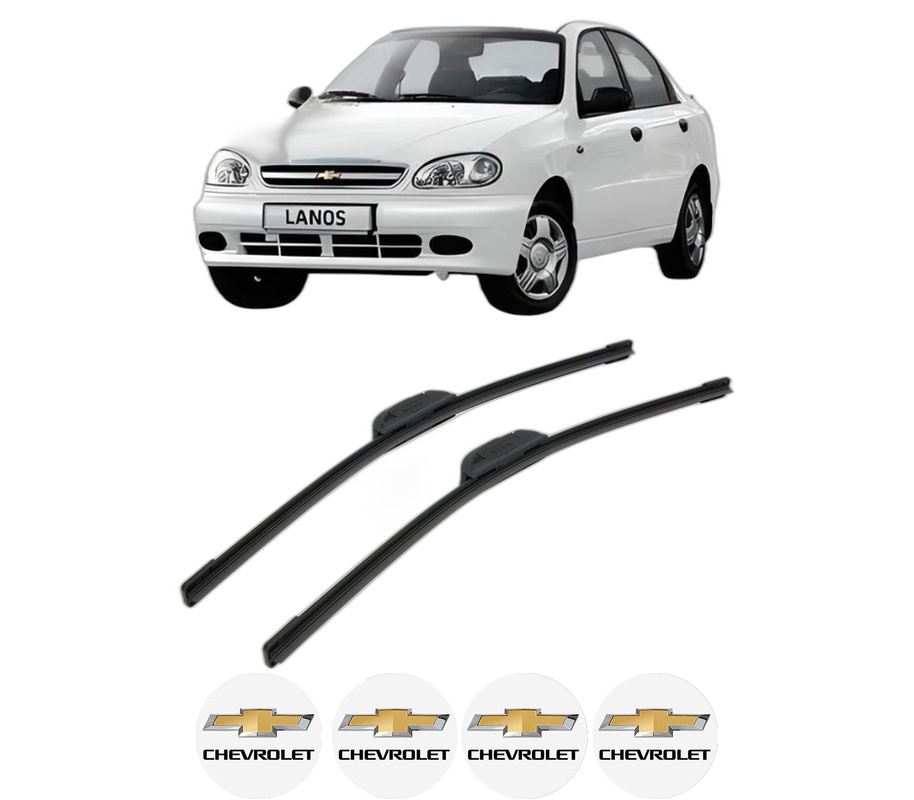 Set stergatoare auto CHEVROLET LANOS Saloon din 2004-2005, pentru parbriz auto, 2 bucati, Bosch Aerotwin Retrofit, din cauciuc siliconat rezistent, 4 Stickere Auto CHEVROLET