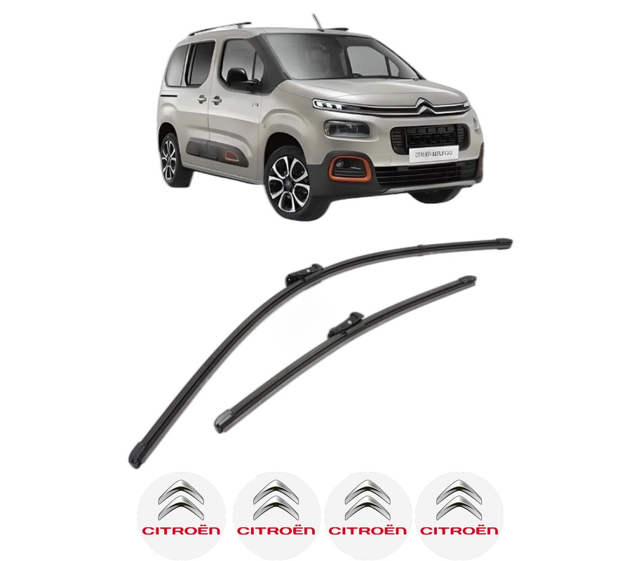 Set stergatoare auto CITROEN BERLINGO (ER_, EC_) din 2018-2021, pentru parbriz auto, 2 bucati, Valeo Silencio Xtrm, din cauciuc siliconat rezistent, 4 Stickere Auto CITROEN