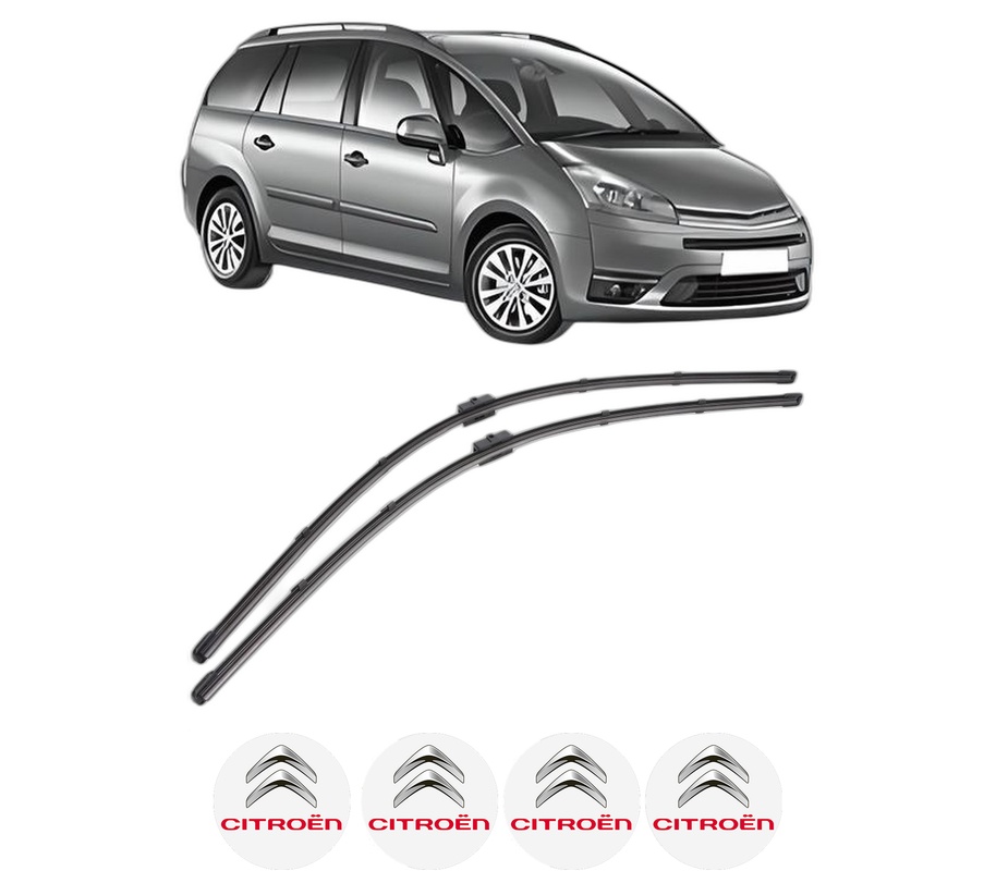 Set stergatoare auto CITROEN C4 GRAND PICASSO I (UA_) din 2006-2013, pentru parbriz auto, 2 bucati, Valeo Silencio Xtrm, din cauciuc siliconat rezistent, 4 Stickere Auto CITROEN