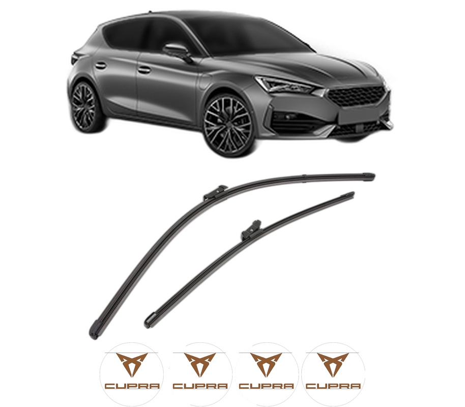 Set stergatoare auto CUPRA LEON (KL1, KU1, KUG) din 2020-2024, pentru parbriz auto, 2 bucati, Valeo Silencio Xtrm, din cauciuc siliconat rezistent, 4 Stickere Auto CUPRA