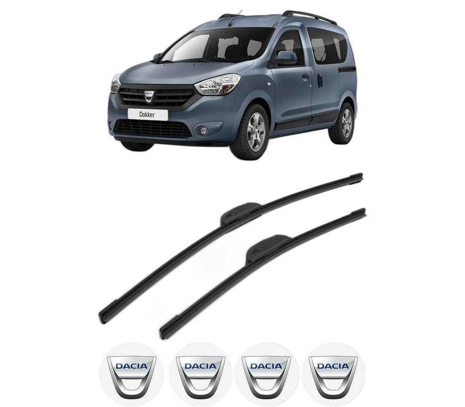 Set stergatoare auto DACIA DOKKER Box Body/MPV din 2012-2021, pentru parbriz auto, 2 bucati, Bosch Aerotwin Retrofit, din cauciuc siliconat rezistent, 4 Stickere Auto DACIA