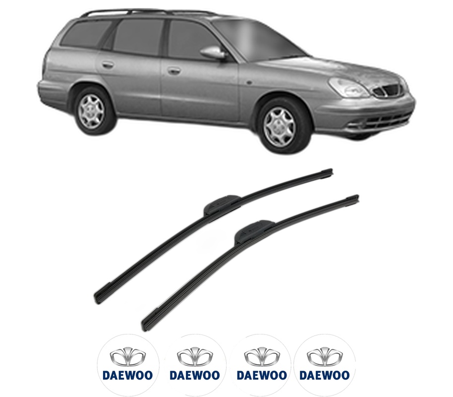 Set stergatoare auto DAEWOO NUBIRA Estate (J150) din 1999, pentru parbriz auto, 2 bucati, Bosch Aerotwin Retrofit, din cauciuc siliconat rezistent, 4 Stickere Auto DAEWOO