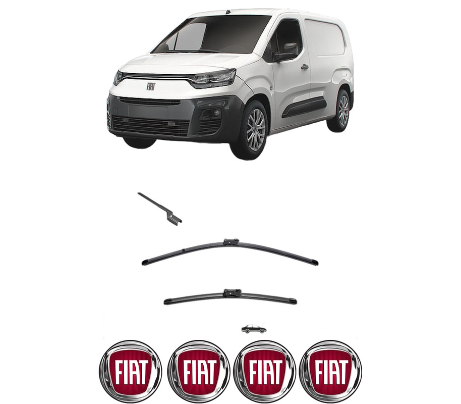 Set stergatoare auto FIAT DOBLO Box Body/MPV (510_, 511_) din 2022-2023, pentru parbriz auto, 2 bucati, Valeo Silencio, din cauciuc siliconat rezistent, 4 Stickere Auto FIAT