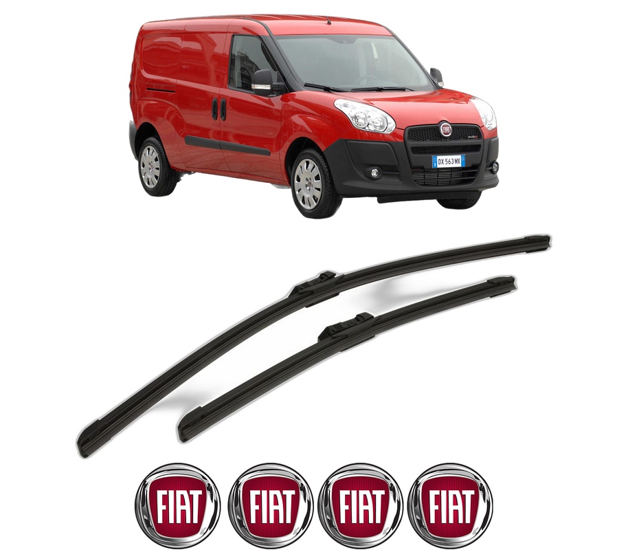 Set stergatoare auto FIAT DOBLO Cargo (263_) din 2010-2023, pentru parbriz auto, 2 bucati, Bosch Aerotwin, din cauciuc siliconat rezistent, 4 Stickere Auto FIAT