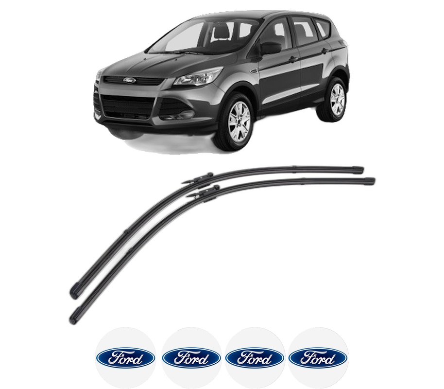 Set stergatoare auto FORD KUGA II VAN din 2014-2019, pentru parbriz auto, 2 bucati, Valeo Silencio, din cauciuc siliconat rezistent, 4 Stickere Auto FORD