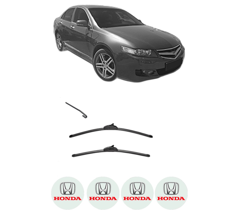Set stergatoare auto HONDA ACCORD VII (CM) din 2002-2008, pentru parbriz auto, 2 bucati, Valeo Silencio, din cauciuc siliconat rezistent, 4 Stickere Auto HONDA