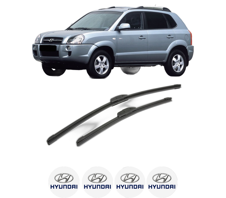 Set stergatoare auto HYUNDAI TUCSON (JM) din 2004-2012, pentru parbriz auto, 2 bucati, Bosch Aerotwin Retrofit, din cauciuc siliconat rezistent, 4 Stickere Auto HYUNDAI