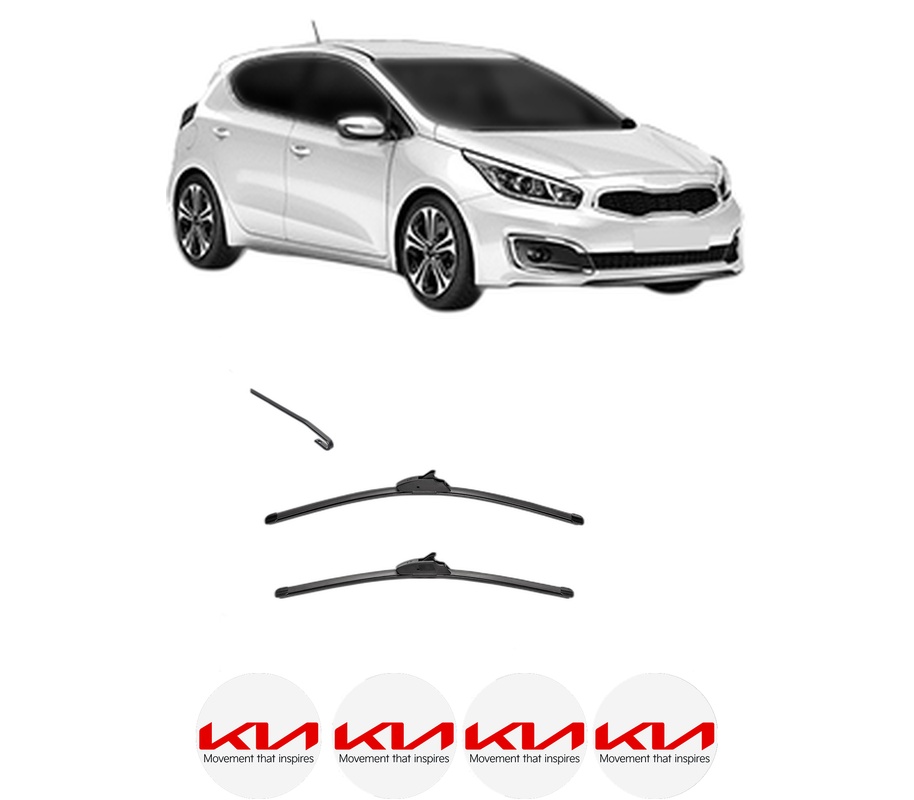 Set stergatoare auto KIA CEED Hatchback Van (CD) din 2018-2020, pentru parbriz auto, 2 bucati, Valeo Silencio, din cauciuc siliconat rezistent, 4 Stickere Auto KIA
