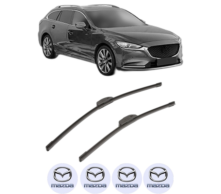 Set stergatoare auto MAZDA 6 Estate Van (GJ) din 2013-2016, pentru parbriz auto, 2 bucati, Bosch Aerotwin Retrofit, din cauciuc siliconat rezistent, 4 Stickere Auto MAZDA