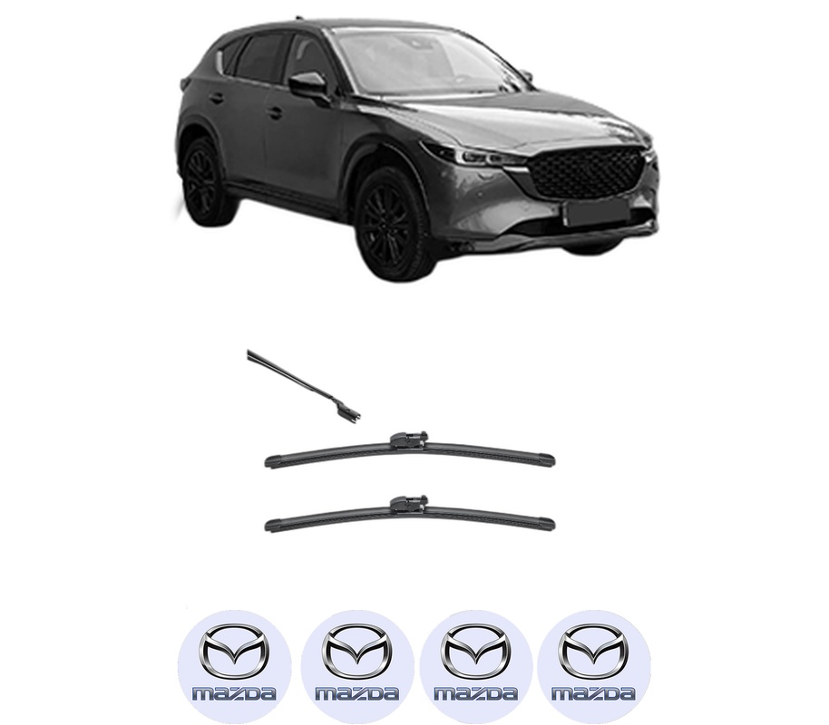 Set stergatoare auto MAZDA CX-5 (KF) din 2016-2023, pentru parbriz auto, 2 bucati, Valeo Silencio, din cauciuc siliconat rezistent, 4 Stickere Auto MAZDA