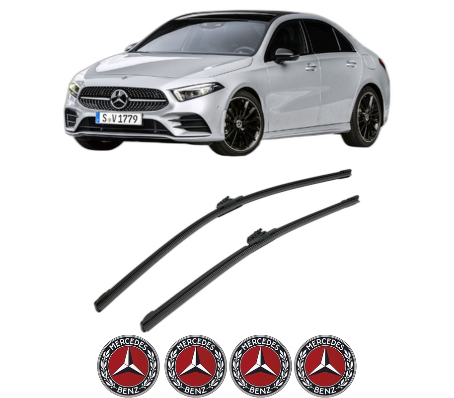 Set stergatoare auto MERCEDES-BENZ A-CLASS Saloon (V177) din 2018-2022, pentru parbriz auto, 2 bucati, Bosch Aerotwin, din cauciuc siliconat rezistent, 4 Stickere Auto MERCEDES-BENZ