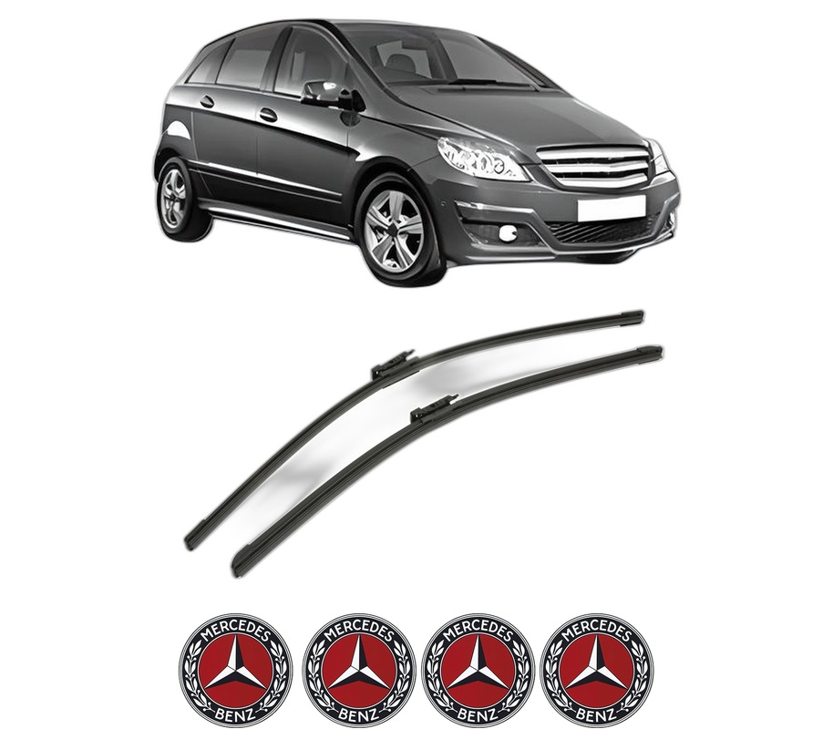 Set stergatoare auto MERCEDES-BENZ B-CLASS Sports Tourer (W245) din 2005-2011, pentru parbriz auto, 2 bucati, Bosch Aerotwin, din cauciuc siliconat rezistent, 4 Stickere Auto MERCEDES-BENZ