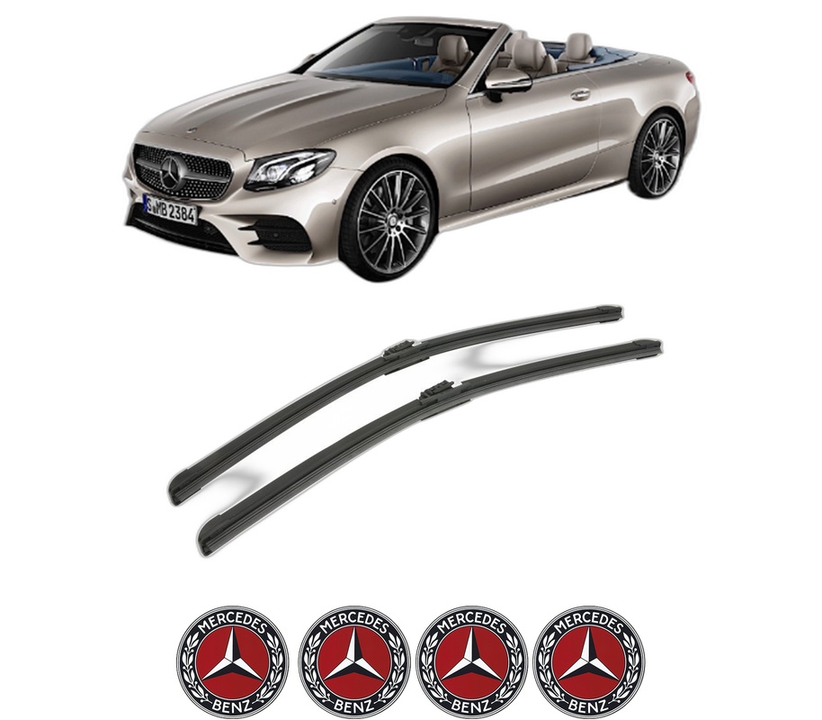 Set stergatoare auto MERCEDES-BENZ E-CLASS Convertible (A238) din 2017-2021, pentru parbriz auto, 2 bucati, Bosch Aerotwin, din cauciuc siliconat rezistent, 4 Stickere Auto MERCEDES-BENZ