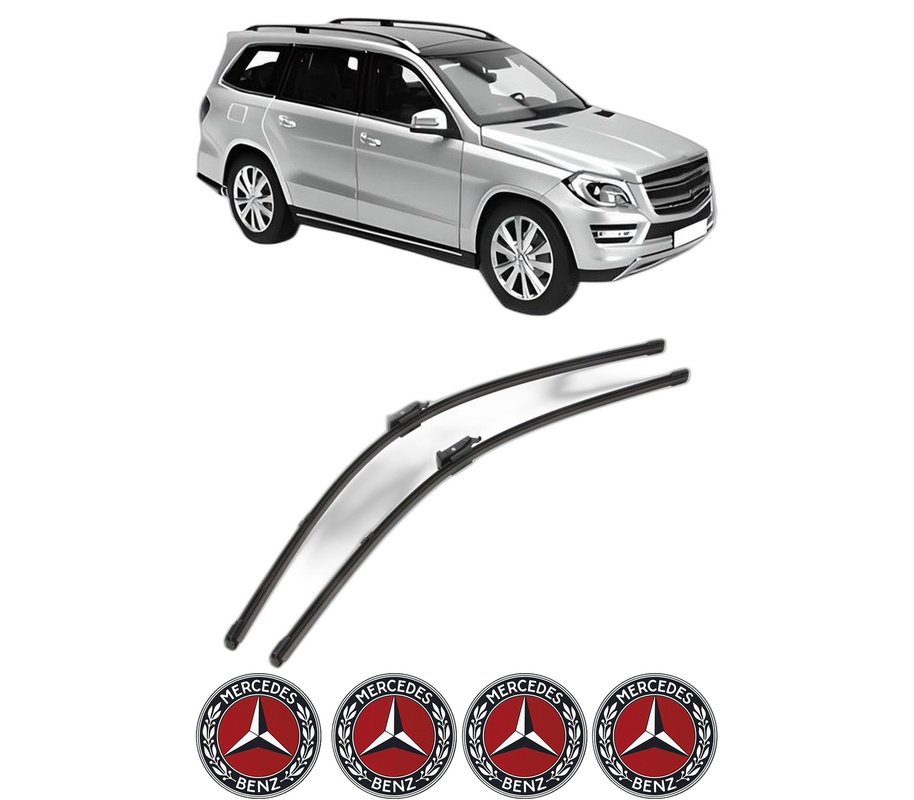 Set stergatoare auto MERCEDES-BENZ GL-CLASS (X166) din 2012-2015, pentru parbriz auto, 2 bucati, Valeo Silencio Xtrm, din cauciuc siliconat rezistent, 4 Stickere Auto MERCEDES-BENZ