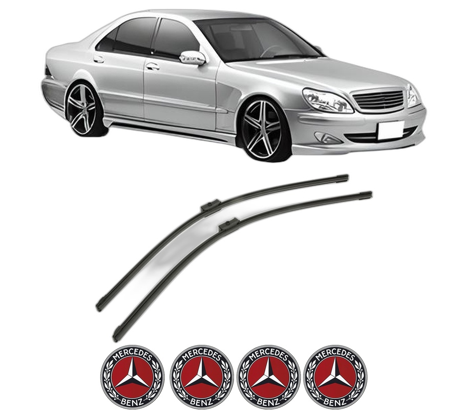 Set stergatoare auto MERCEDES-BENZ S-CLASS (W220, V220) din 1998-2005, pentru parbriz auto, 2 bucati, Bosch Aerotwin, din cauciuc siliconat rezistent, 4 Stickere Auto MERCEDES-BENZ