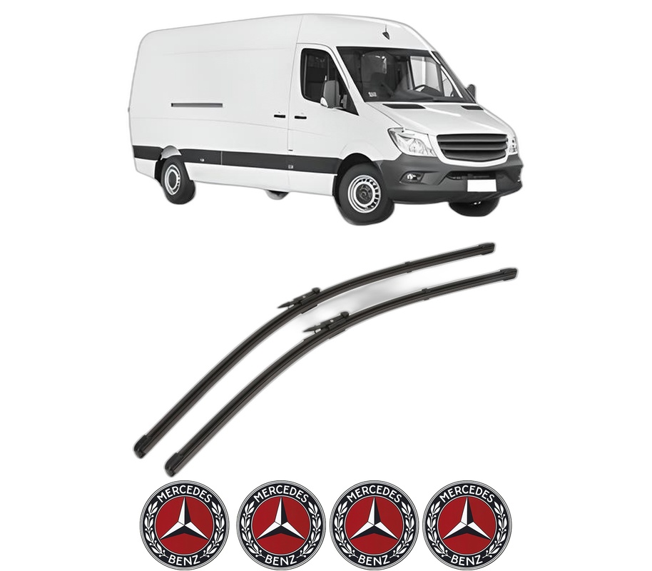 Set stergatoare auto MERCEDES-BENZ SPRINTER 3-t Van (B906) din 2006-2018, pentru parbriz auto, 2 bucati, Valeo Silencio Xtrm, din cauciuc siliconat rezistent, 4 Stickere Auto MERCEDES-BENZ
