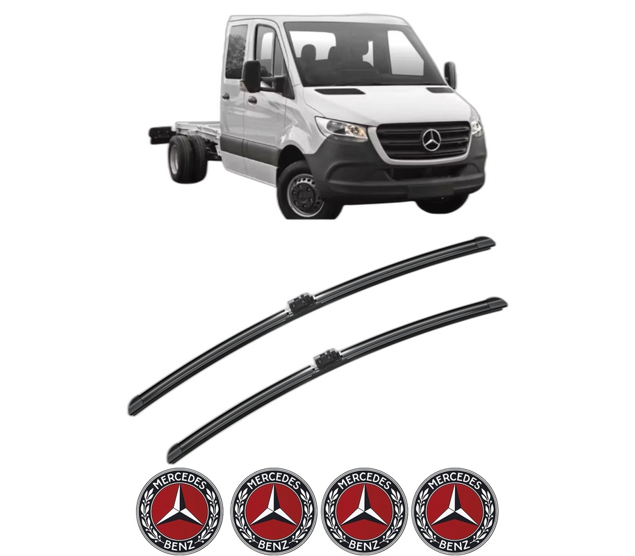 Set stergatoare auto MERCEDES-BENZ SPRINTER 4-t Platform/Chassis (B907, B910) din 2018-2024, pentru parbriz auto, 2 bucati, Bosch Aerotwin, din cauciuc siliconat rezistent, 4 Stickere Auto MERCEDES-BENZ