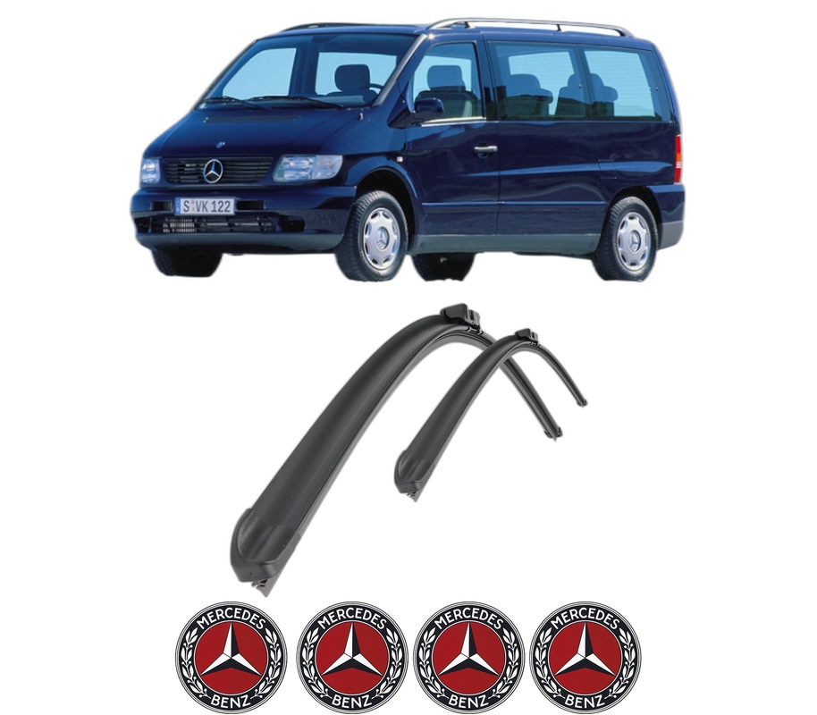 Set stergatoare auto MERCEDES-BENZ V-CLASS Van (638/2) din 1996-1999, pentru parbriz auto, 2 bucati, Bosch Aerotwin Retro Truck, din cauciuc siliconat rezistent, 4 Stickere Auto MERCEDES-BENZ