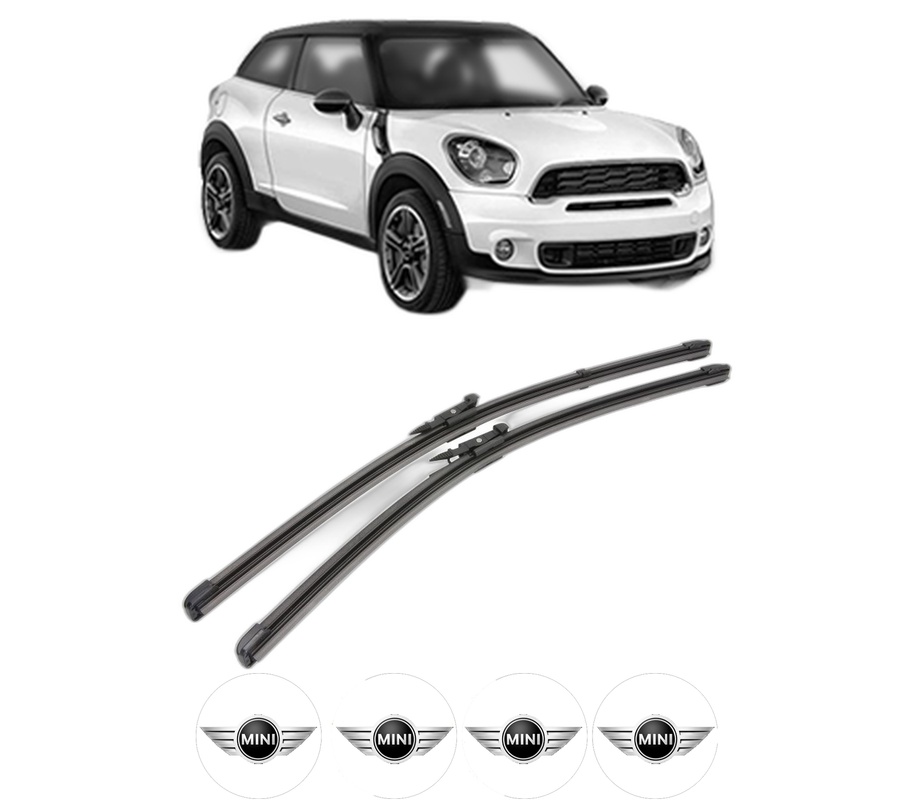 Set stergatoare auto MINI MINI PACEMAN (R61) din 2012-2016, pentru parbriz auto, 2 bucati, Valeo Silencio Xtrm, din cauciuc siliconat rezistent, 4 Stickere Auto MINI