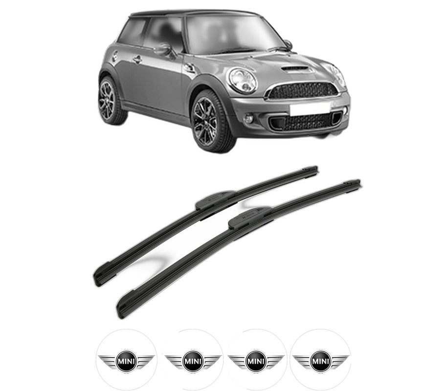 Set stergatoare auto MINI MINI (R56) din 2006-2013, pentru parbriz auto, 2 bucati, Bosch Aerotwin Retrofit, din cauciuc siliconat rezistent, 4 Stickere Auto MINI
