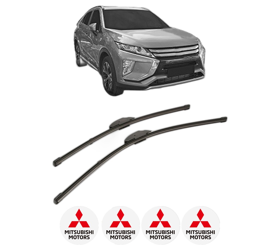 Set stergatoare auto MITSUBISHI ECLIPSE CROSS (GK_, GL_) din 2017-2021, pentru parbriz auto, 2 bucati, Valeo Silencio Xtrm, din cauciuc siliconat rezistent, 4 Stickere Auto MITSUBISHI