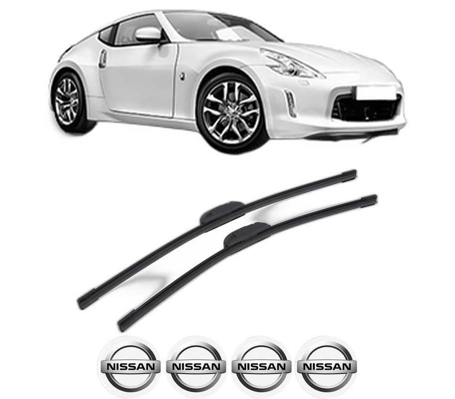 Set stergatoare auto NISSAN 370Z Coupe (Z34) din 2009-2013, pentru parbriz auto, 2 bucati, Bosch Aerotwin Retrofit, din cauciuc siliconat rezistent, 4 Stickere Auto NISSAN