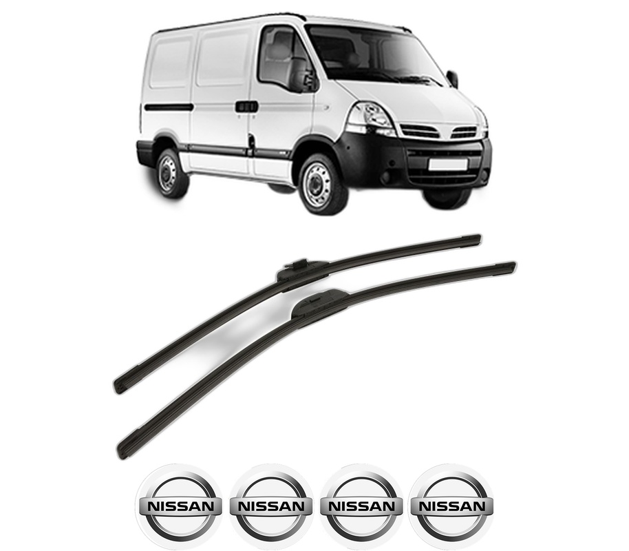 Set stergatoare auto NISSAN INTERSTAR Van (X70) din 2002-2006, pentru parbriz auto, 2 bucati, Bosch Aerotwin Retro Truck, din cauciuc siliconat rezistent, 4 Stickere Auto NISSAN