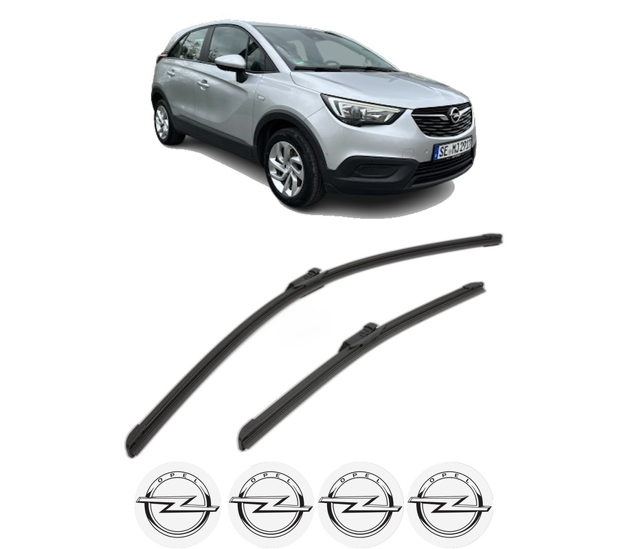Set stergatoare auto OPEL CROSSLAND X / CROSSLAND (P17, P2QO) din 2017-2020, pentru parbriz auto, 2 bucati, Bosch Aerotwin, din cauciuc siliconat rezistent, 4 Stickere Auto OPEL