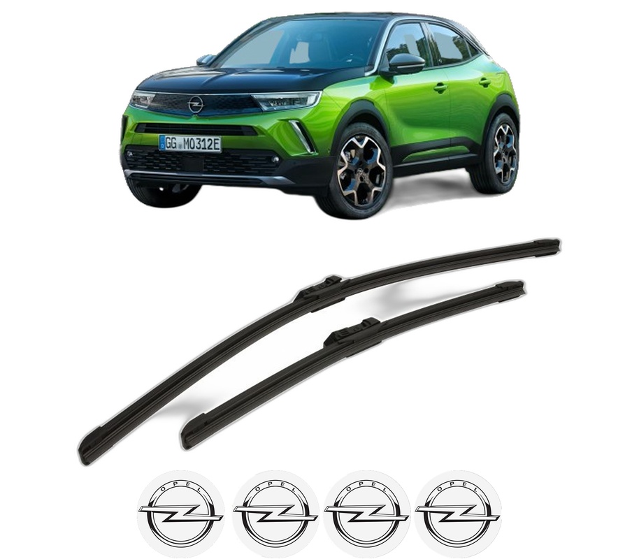 Set stergatoare auto OPEL MOKKA din 2020-2024, pentru parbriz auto, 2 bucati, Bosch Aerotwin, din cauciuc siliconat rezistent, 4 Stickere Auto OPEL
