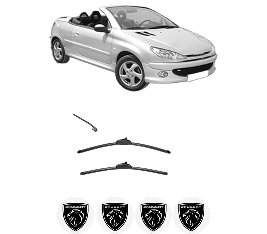 Set stergatoare auto PEUGEOT 206 CC (2D) din 2000-2007, pentru parbriz auto, 2 bucati, Valeo Silencio, din cauciuc siliconat rezistent, 4 Stickere Auto PEUGEOT