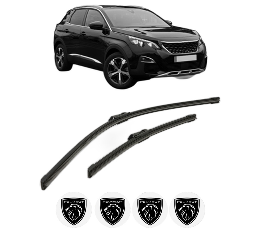 Set stergatoare auto PEUGEOT 3008 II SUV (MC_, MR_, MJ_, M4_) din 2016-2023, pentru parbriz auto, 2 bucati, Bosch Aerotwin, din cauciuc siliconat rezistent, 4 Stickere Auto PEUGEOT