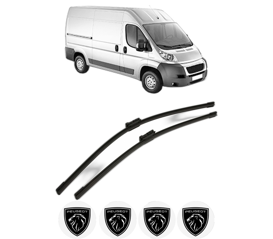 Set stergatoare auto PEUGEOT BOXER Van din 2006-2023, pentru parbriz auto, 2 bucati, Bosch Aerotwin, din cauciuc siliconat rezistent, 4 Stickere Auto PEUGEOT