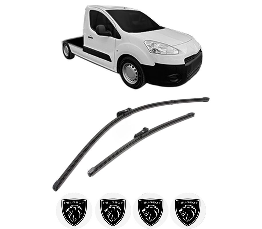Set stergatoare auto PEUGEOT PARTNER Platform/Chassis din 2009-2015, pentru parbriz auto, 2 bucati, Valeo Silencio Xtrm, din cauciuc siliconat rezistent, 4 Stickere Auto PEUGEOT